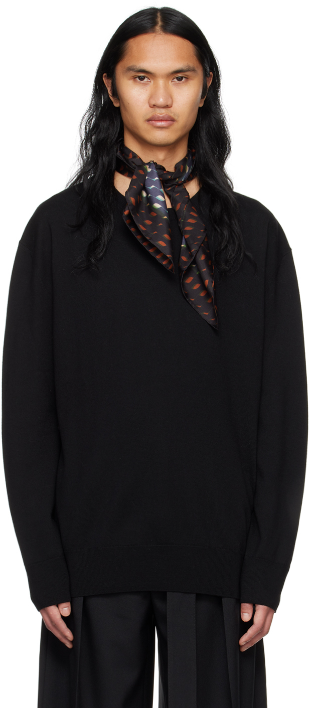 Черный свитер с круглым вырезом Jil Sander, цвет Black