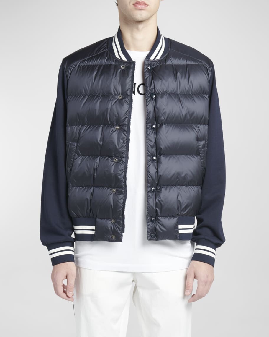 

Мужская бейсбольная пуховая вязаная куртка-бомбер Moncler, Серый