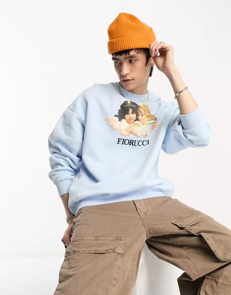 

Fiorucci – толстовка повседневного кроя бледно-голубого цвета с винтажным принтом ангелов