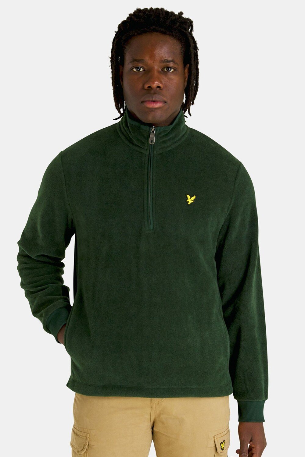 

Зеленый флисовый свитшот на короткой молнии Lyle & Scott, зеленый
