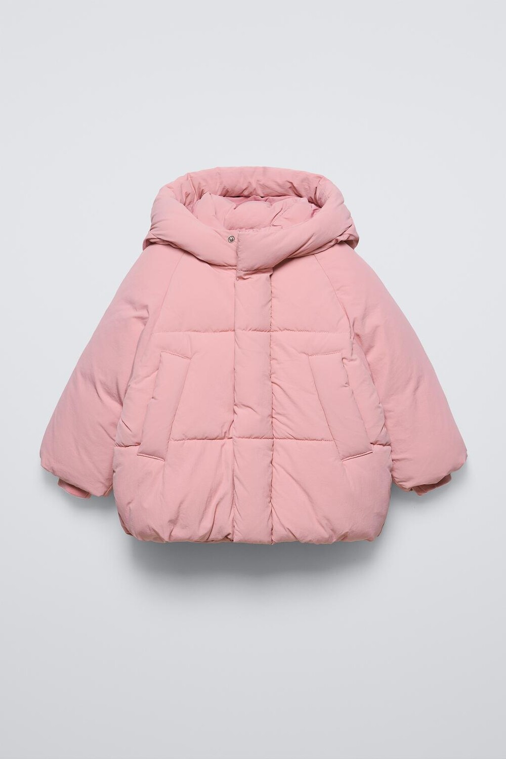 Утепленная куртка с капюшоном ZARA, розовый