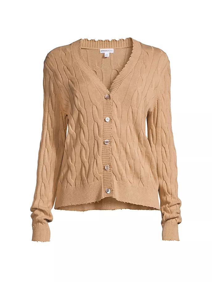 

Кардиган косой вязки Minnie Rose, цвет camel