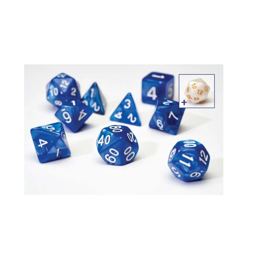 

Набор Poly Set — жемчужно-синий с белым (8), RPG Dice Sets