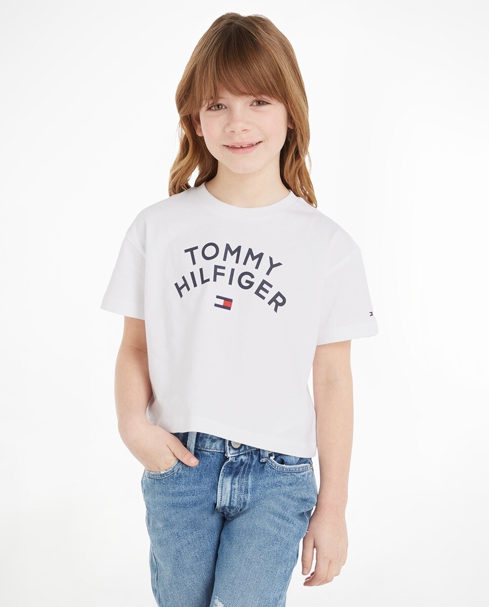 

Футболка для девочки с круглым вырезом и короткими рукавами Tommy Hilfiger, белый