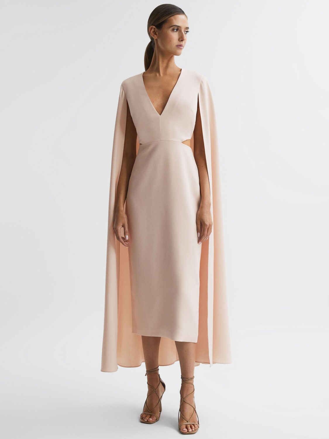 

Платье миди с накидкой Reiss Kate, телесный
