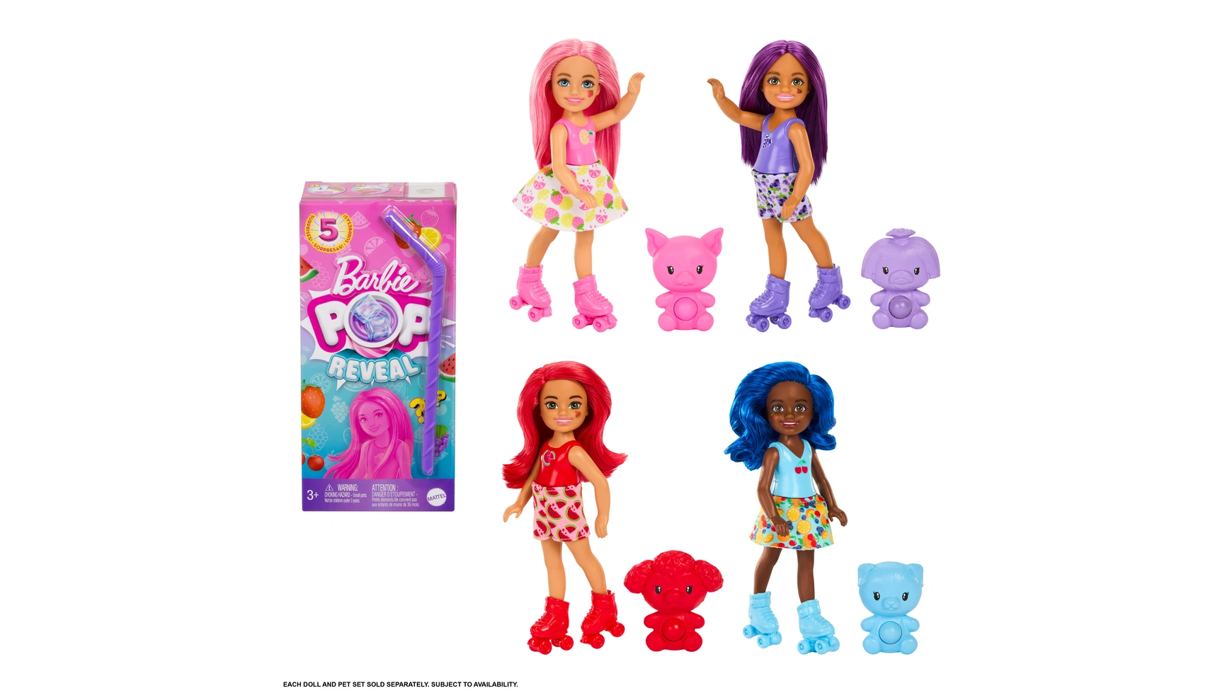 Barbie Поп! Reveal Chelsea Fruit Series, 1 штука, в ассортименте кукла barbie color reveal chelsea dolls gtp52