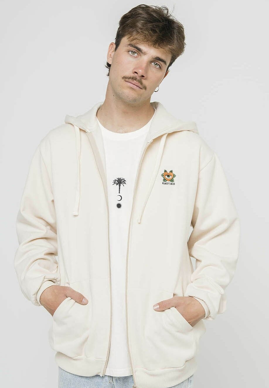 

Толстовка на молнии UNISEX HEART Kaotiko, бежевый