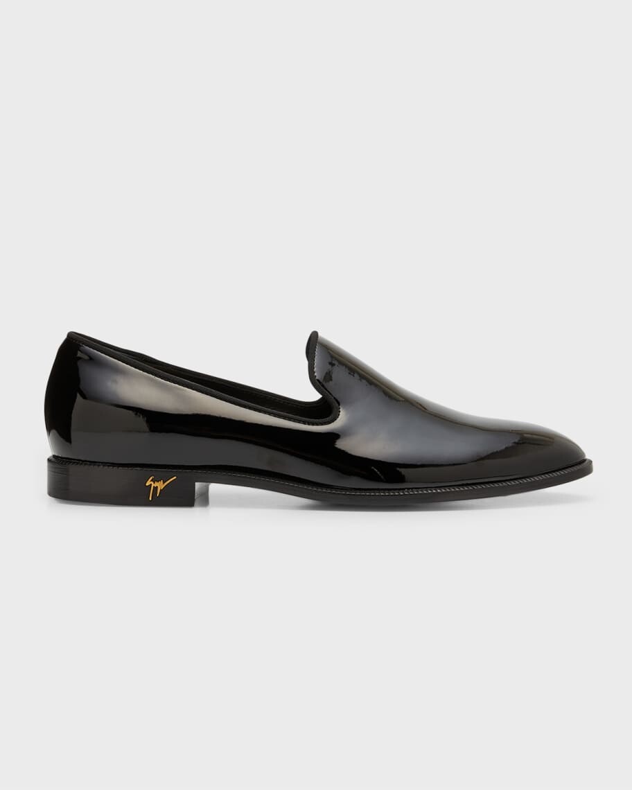 

Мужские лоферы из лакированной кожи с логотипом на каблуке Giuseppe Zanotti