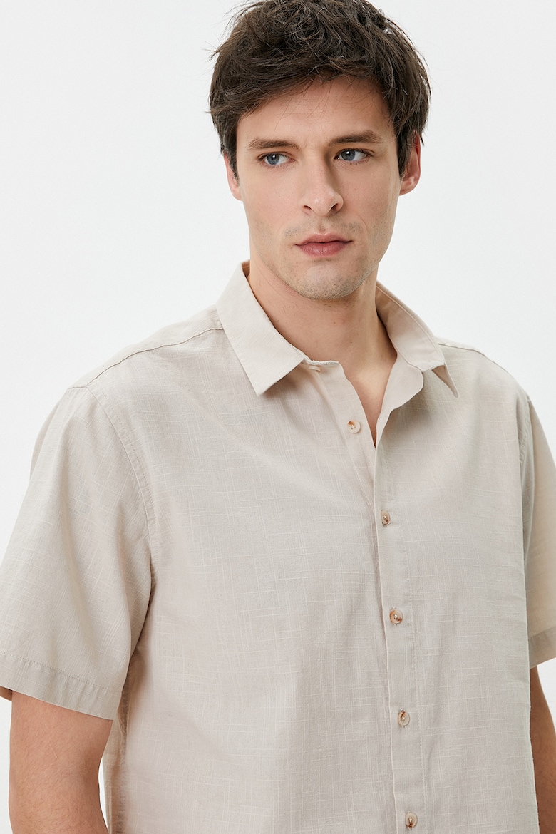 Хлопковая рубашка с короткими рукавами Koton, бежевый