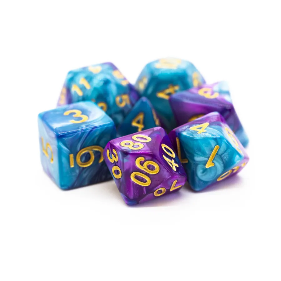 

Набор Poly Set Teal & Lavender с золотом (7), Acrylic-Resin Dice - Vorpal (Poly Sets)