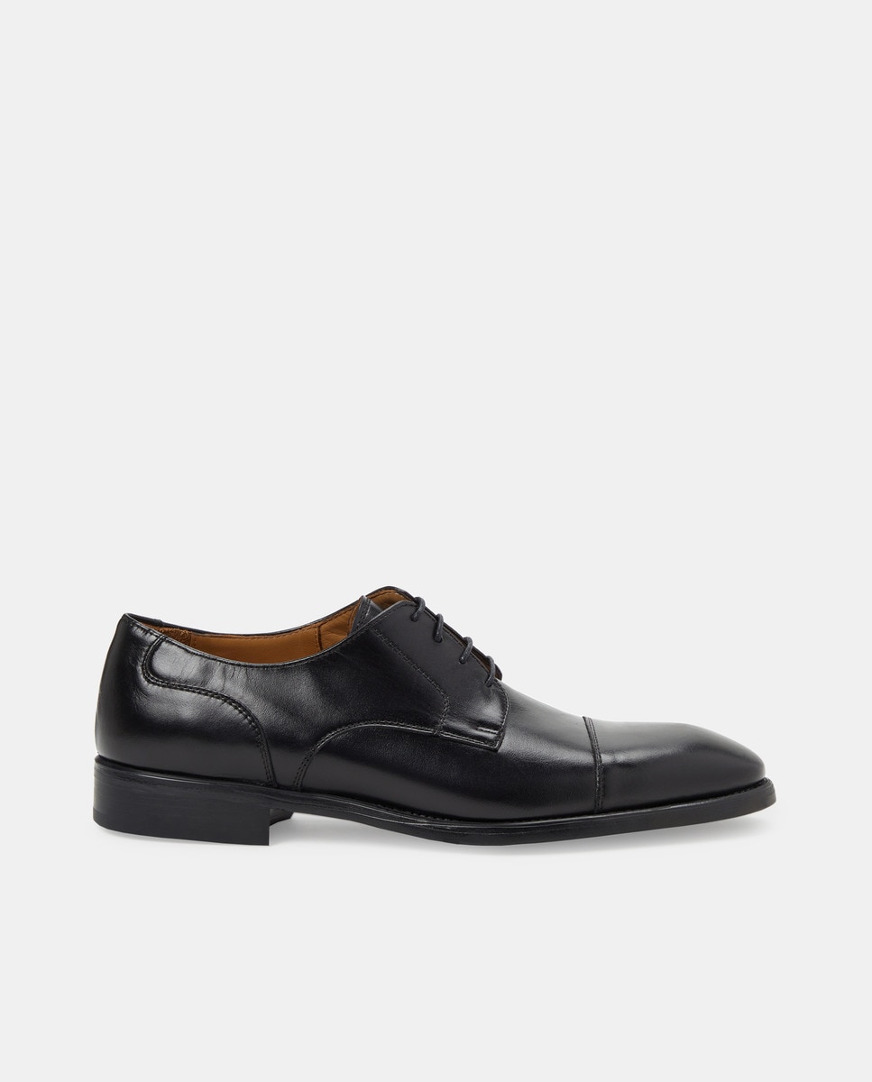 Мужские кожаные туфли на шнуровке с прямым носком и резиновой подошвой L´Stony, черный