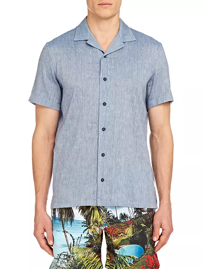 

Рубашка Hibbert из смесового льна Orlebar Brown, цвет blue wash