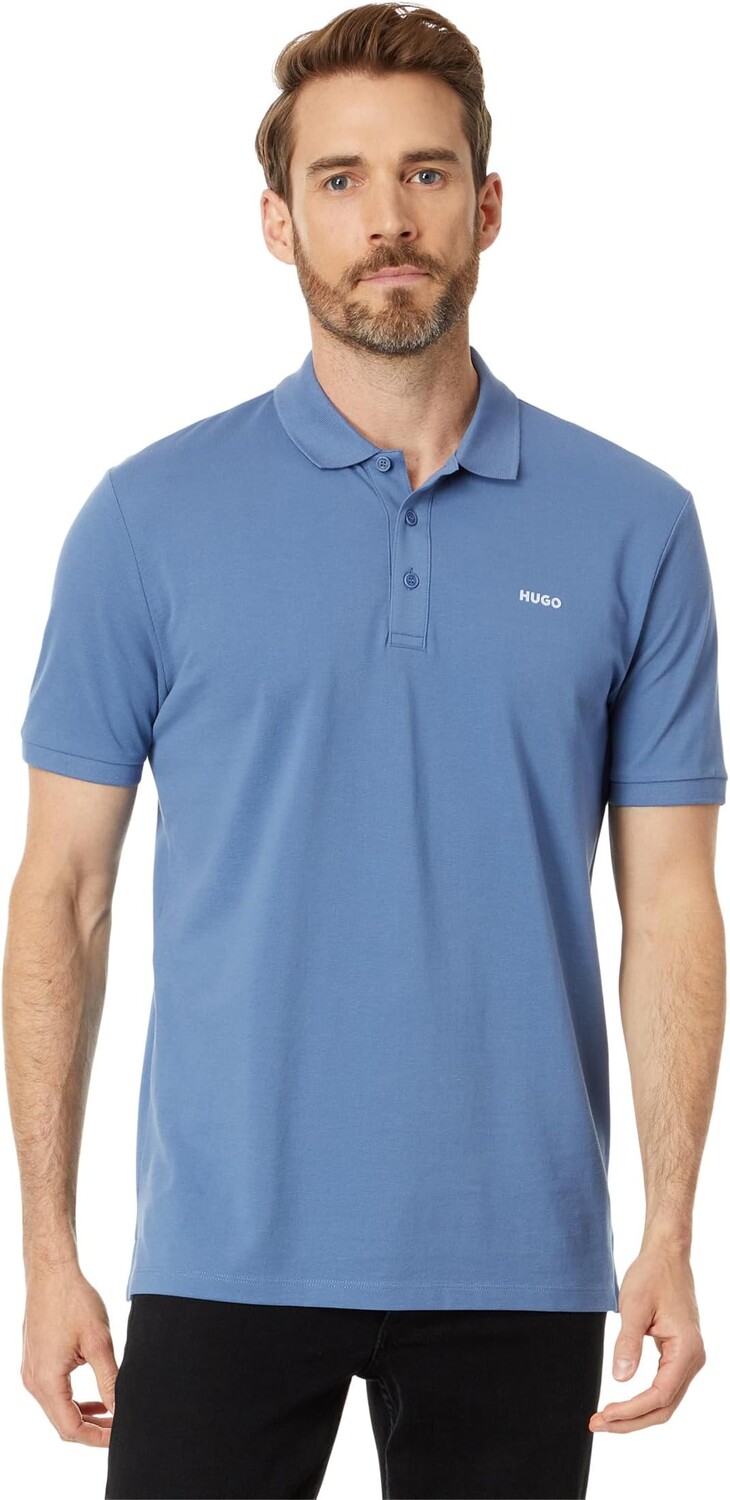 

Рубашка-поло Donos Reversed Logo Polo Shirt BOSS, цвет California Blue