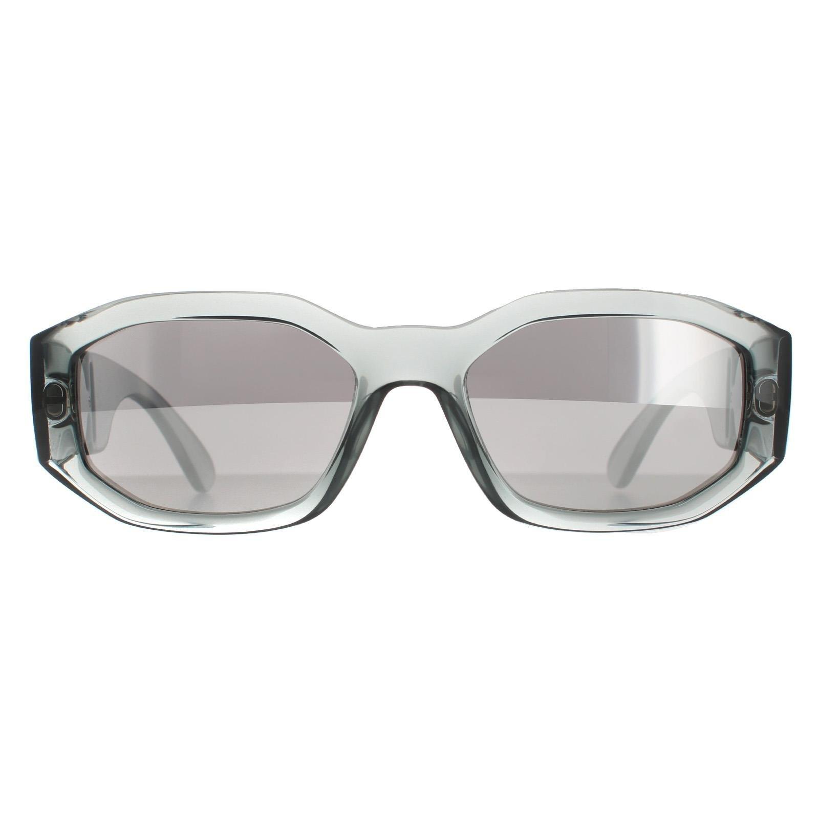 цена Прямоугольные прозрачные серые светло-серые серебристые зеркальные солнцезащитные очки VE4361 Versace, серый