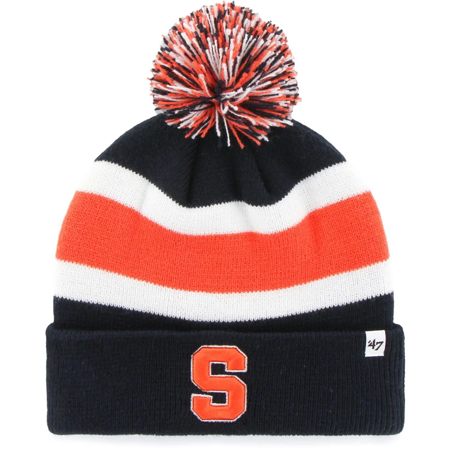 

Мужская темно-синяя вязаная шапка с манжетами и помпоном '47 Syracuse Orange