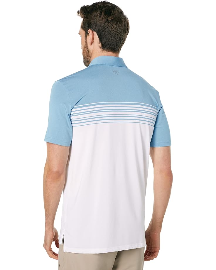 

Поло Southern Tide Driver Eaton Stripe Performance Polo, цвет Heather Heritage Blue