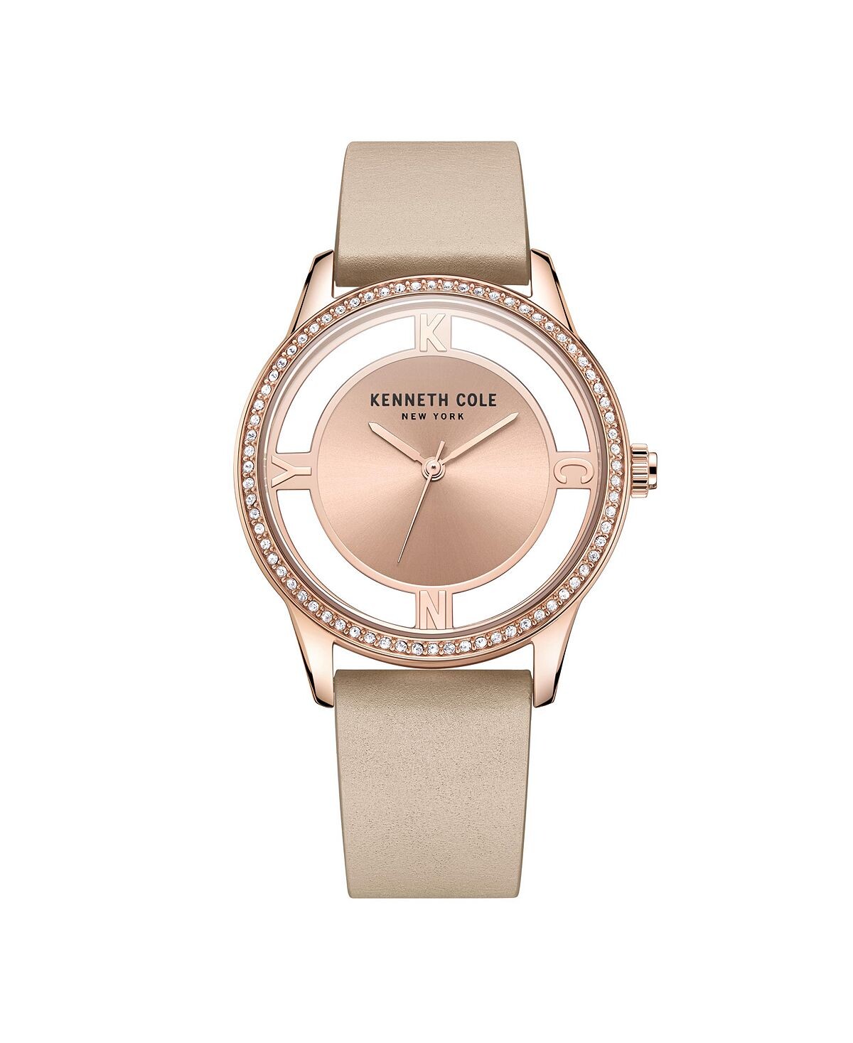 

Женские часы с прозрачным коричневым ремешком из натуральной кожи, 36 мм Kenneth Cole New York, коричневый