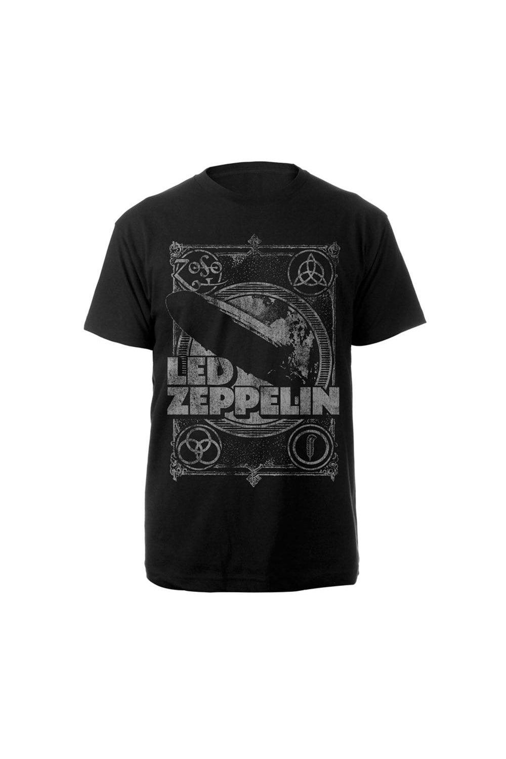 Винтажная футболка Led Zeppelin, черный трафаретная печать по ткани