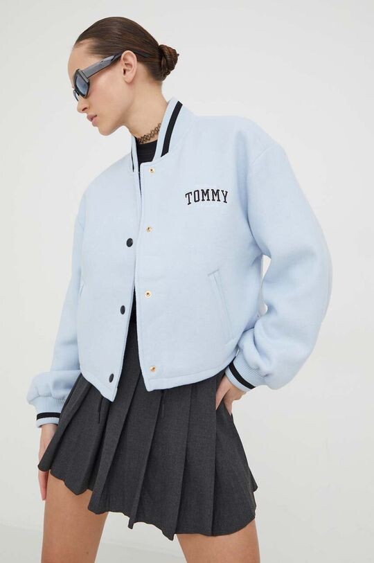 

Бомбер из смесовой шерсти Tommy Jeans, синий