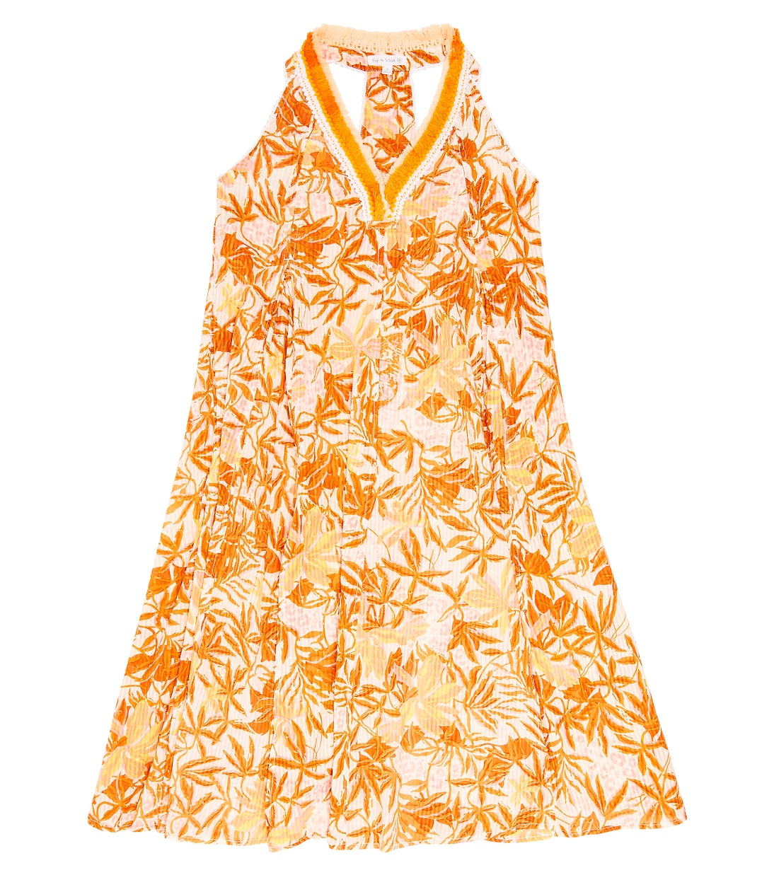 Платье nava из хлопка с цветочным принтом Poupette St Barth Kids, желтый цена и фото
