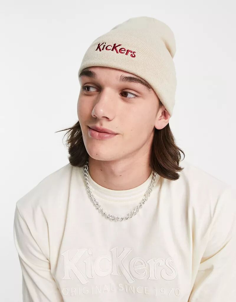 Белоснежная шапка Kickers с вышитым логотипом цена и фото