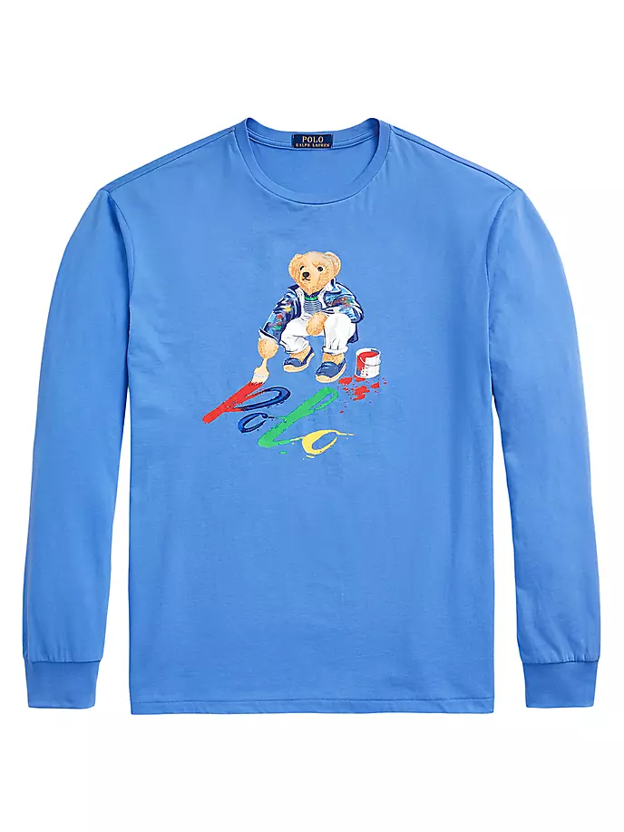 

Хлопковая футболка с длинными рукавами Bear Polo Ralph Lauren, цвет summer blue paint bear