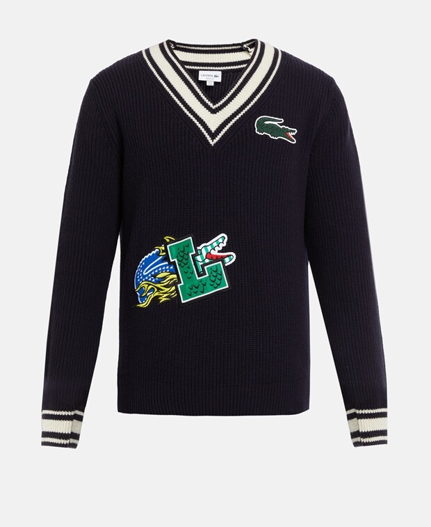 

Шерстяной джемпер Lacoste, темно-синий