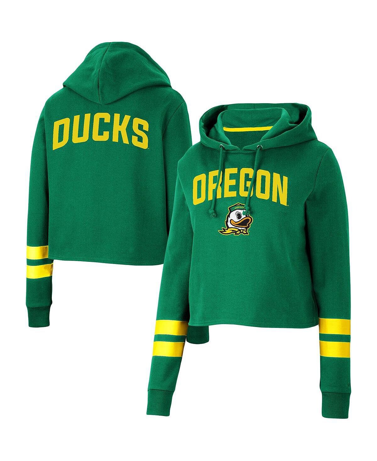 

Женский укороченный пуловер с капюшоном в зеленую полоску Oregon Ducks Throwback Colosseum, зеленый