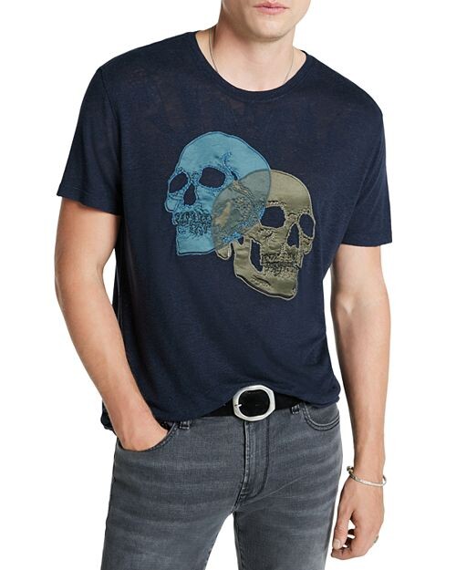 

Футболка с изображением двойного черепа John Varvatos, цвет Blue