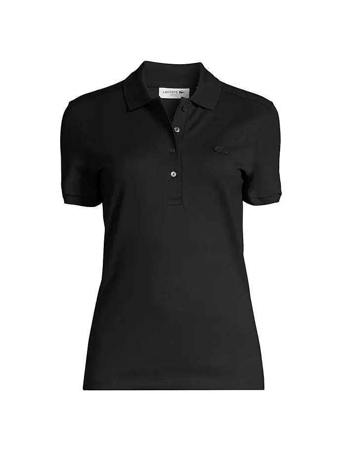 

Поло из пике с вышитым логотипом Lacoste, черный
