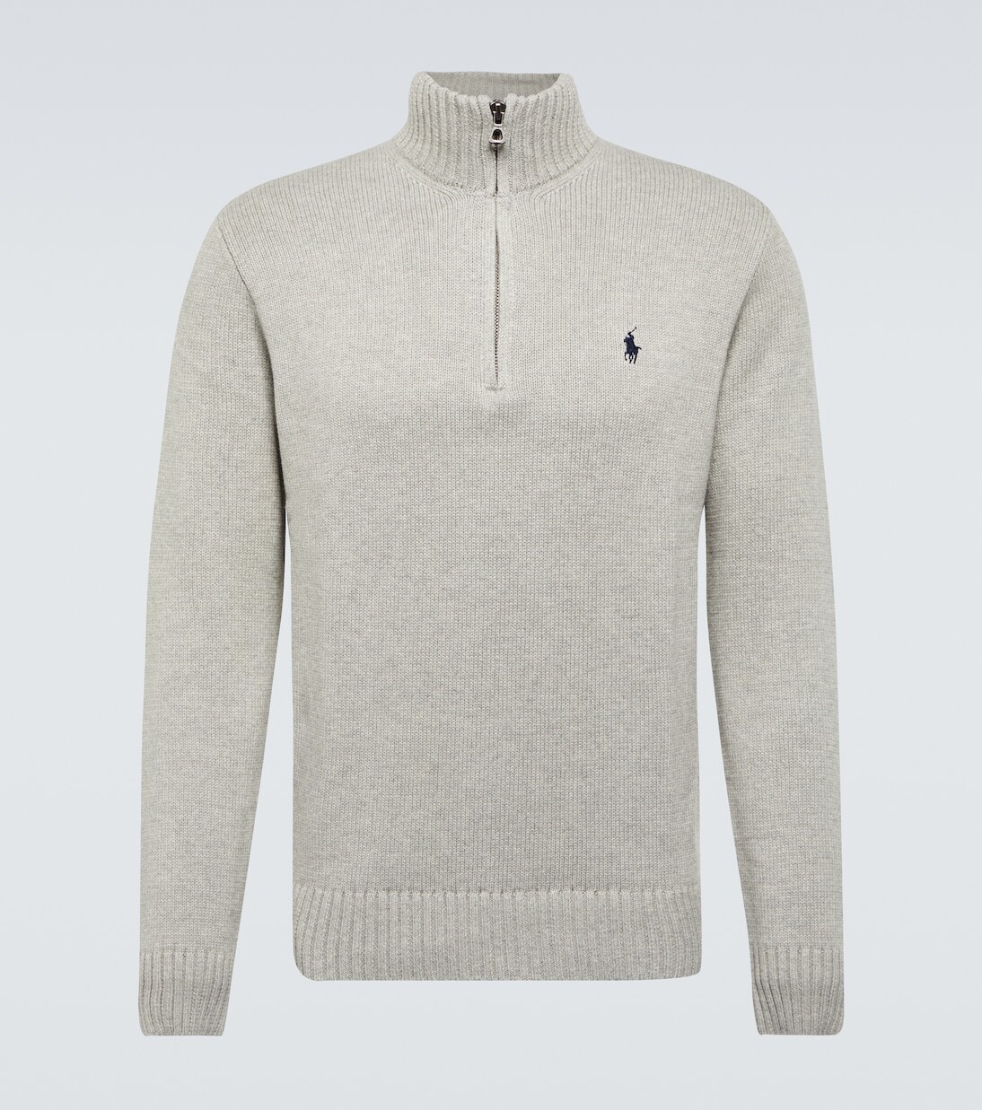 

Хлопковый свитер с молнией в четверть Polo Ralph Lauren, серый