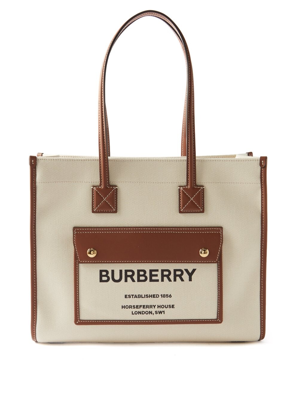 

Маленькая карманная сумка-тоут из холщовой ткани Burberry, бежевый