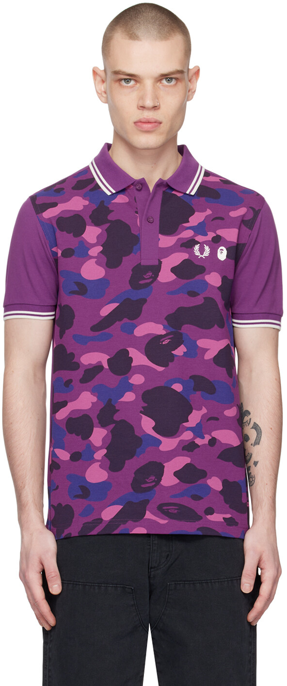 

Поло с камуфляжным принтом BAPE Purple Fred Perry Edition