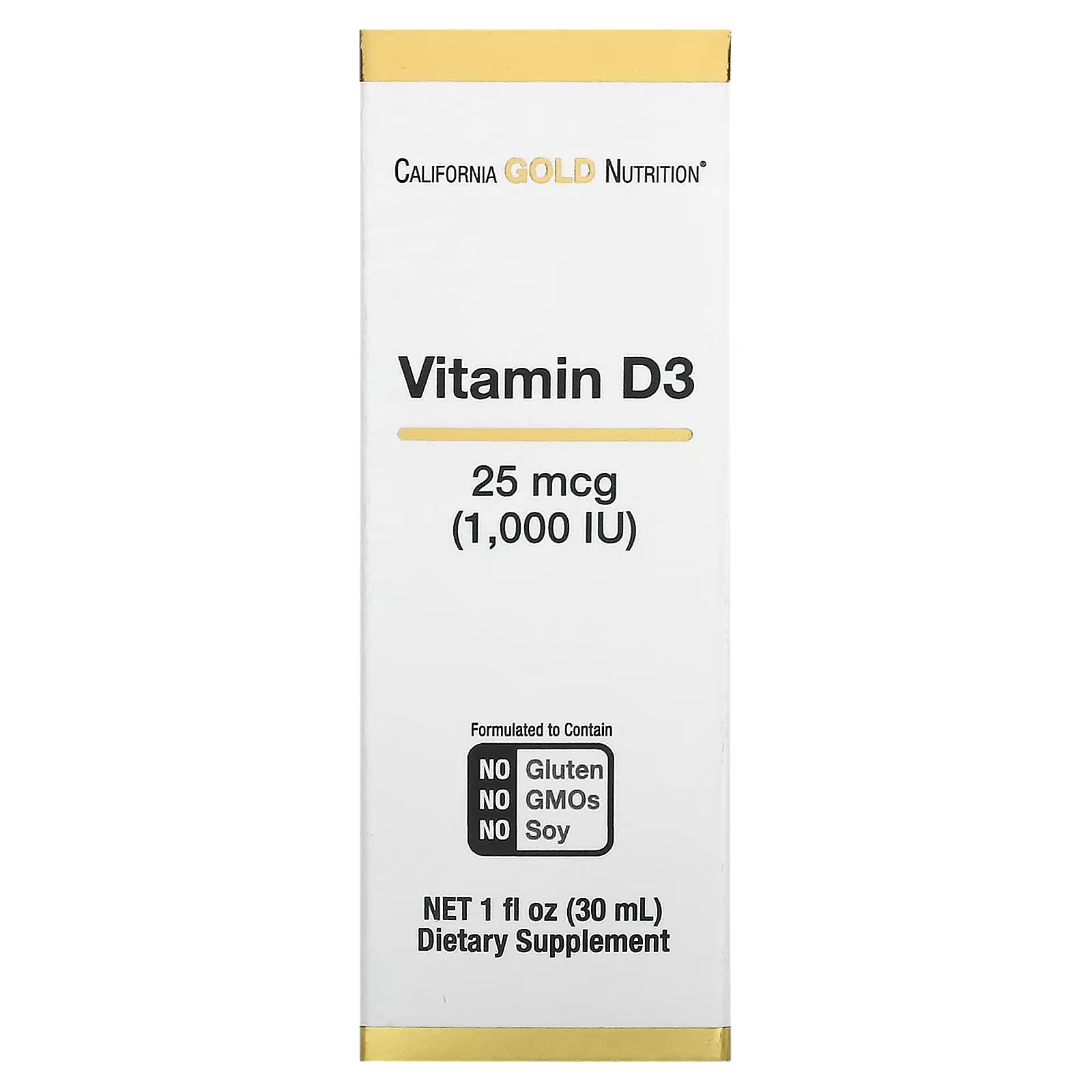 Витамин D3 25 мкг (1000 МЕ) 1 жидкая унция (30 мл) California Gold Nutrition