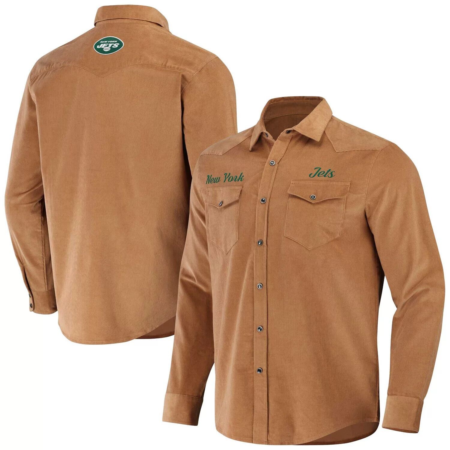 

Мужская рубашка на пуговицах из коллекции NFL x Darius Rucker от Fanatics Tan New York Jets Western