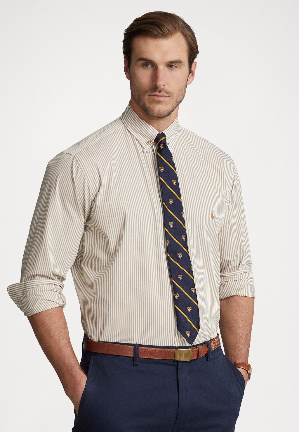 

Рубашка LONG SLEEVE SPORT Polo Ralph Lauren Big & Tall, винтаж хаки/белый