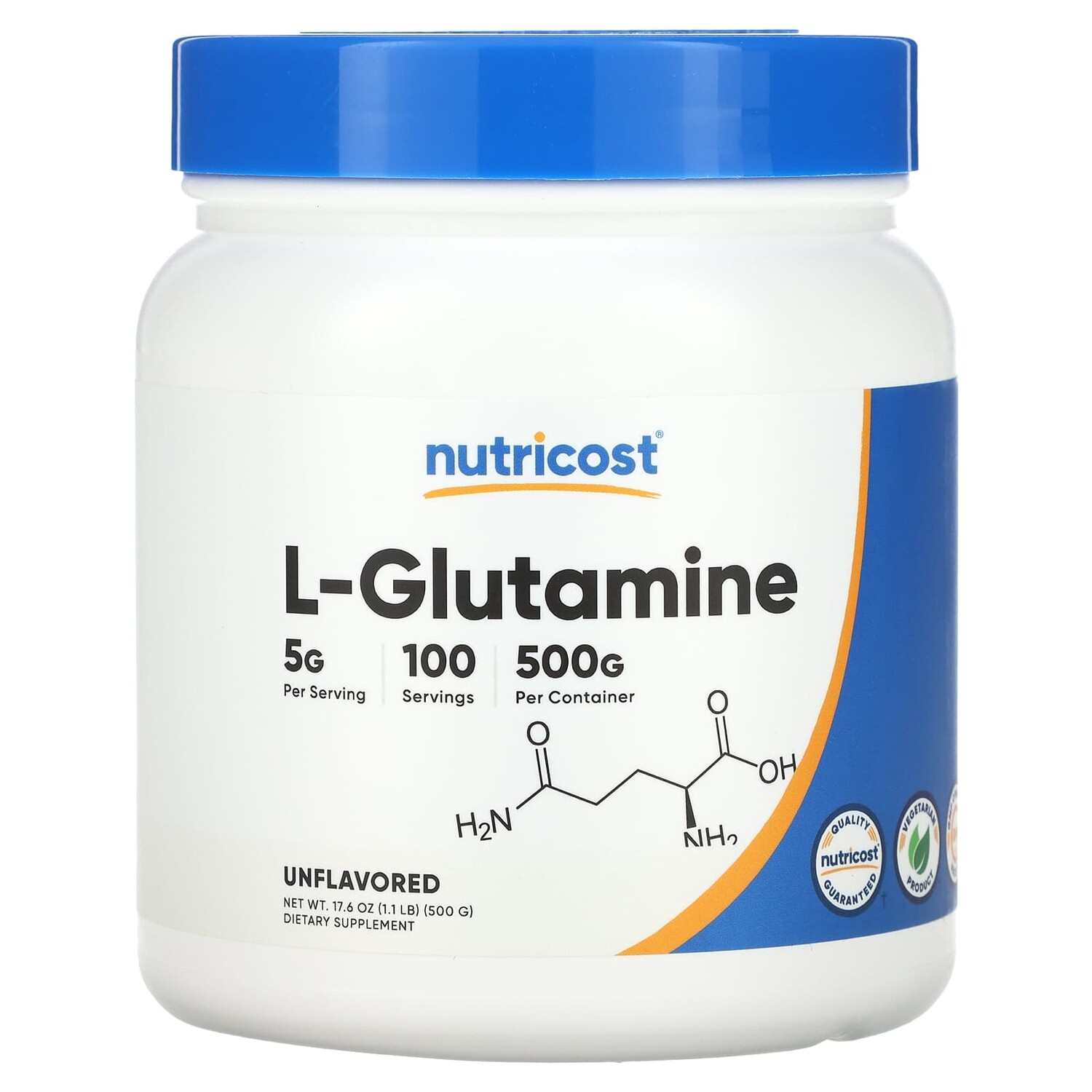 

L-глютамин, без добавок, 500 г (17,6 унции), Nutricost