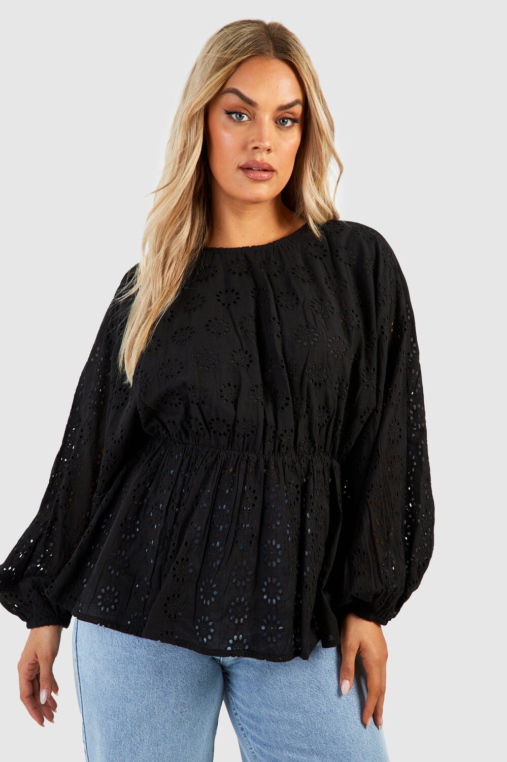 

Топ с длинными рукавами plus Boohoo, черный