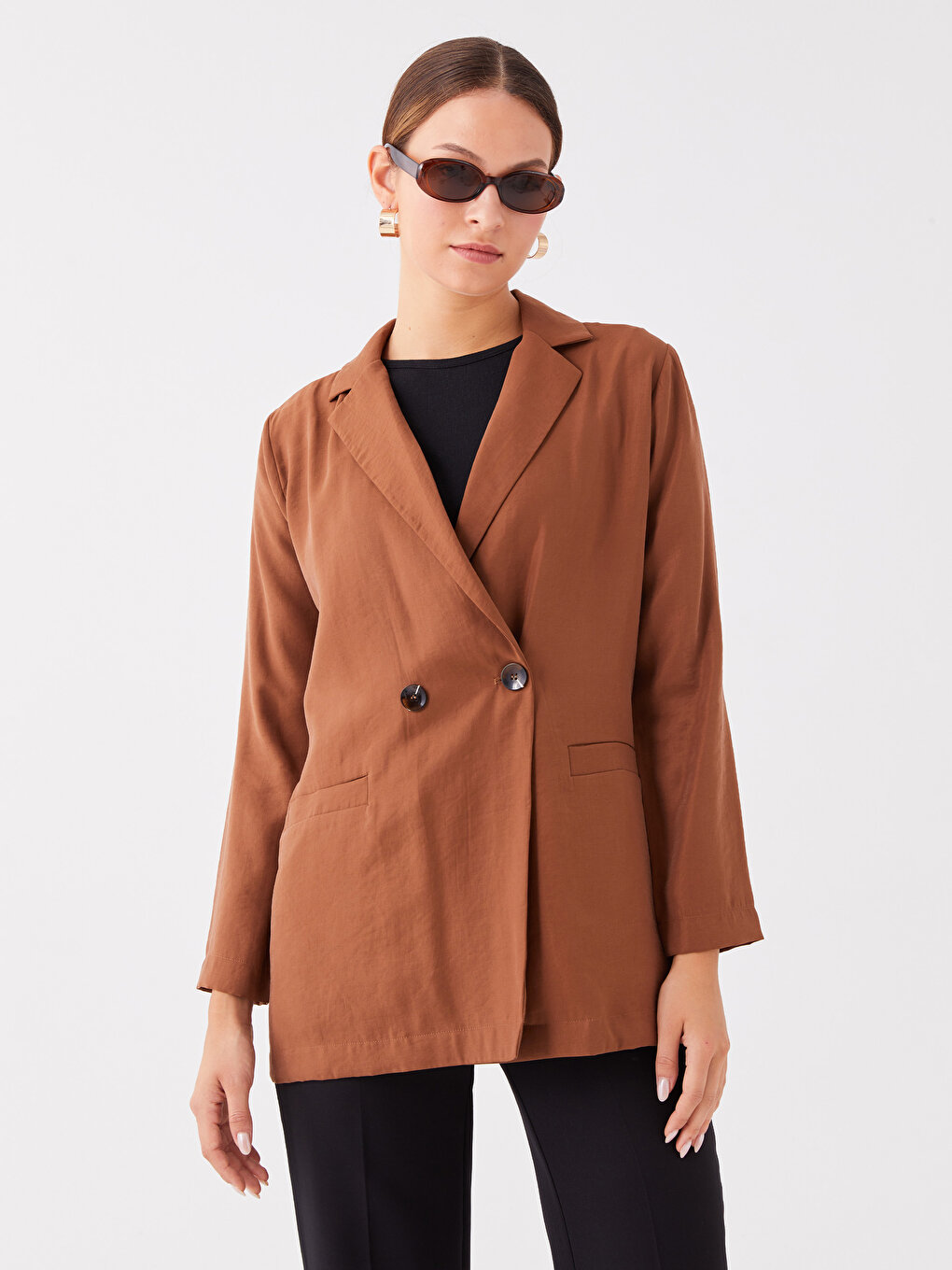 Однотонная женская куртка с длинным рукавом LCWAIKIKI Classic, коричневый