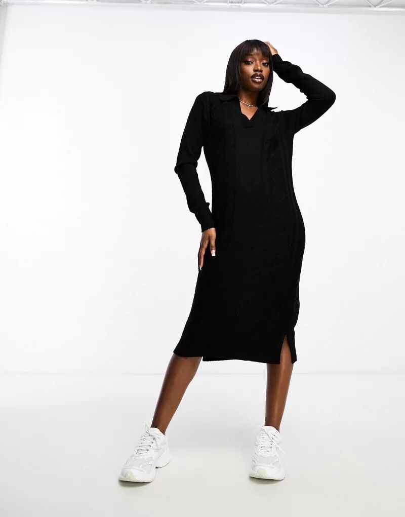 цена Черное платье-свитер миди с треугольным вырезом и треугольным вырезом Sadie Sadie Threadbare