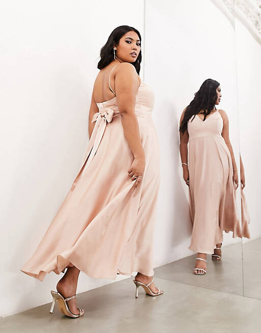 

Атласное платье миди с завязками на спине ASOS EDITION Curve