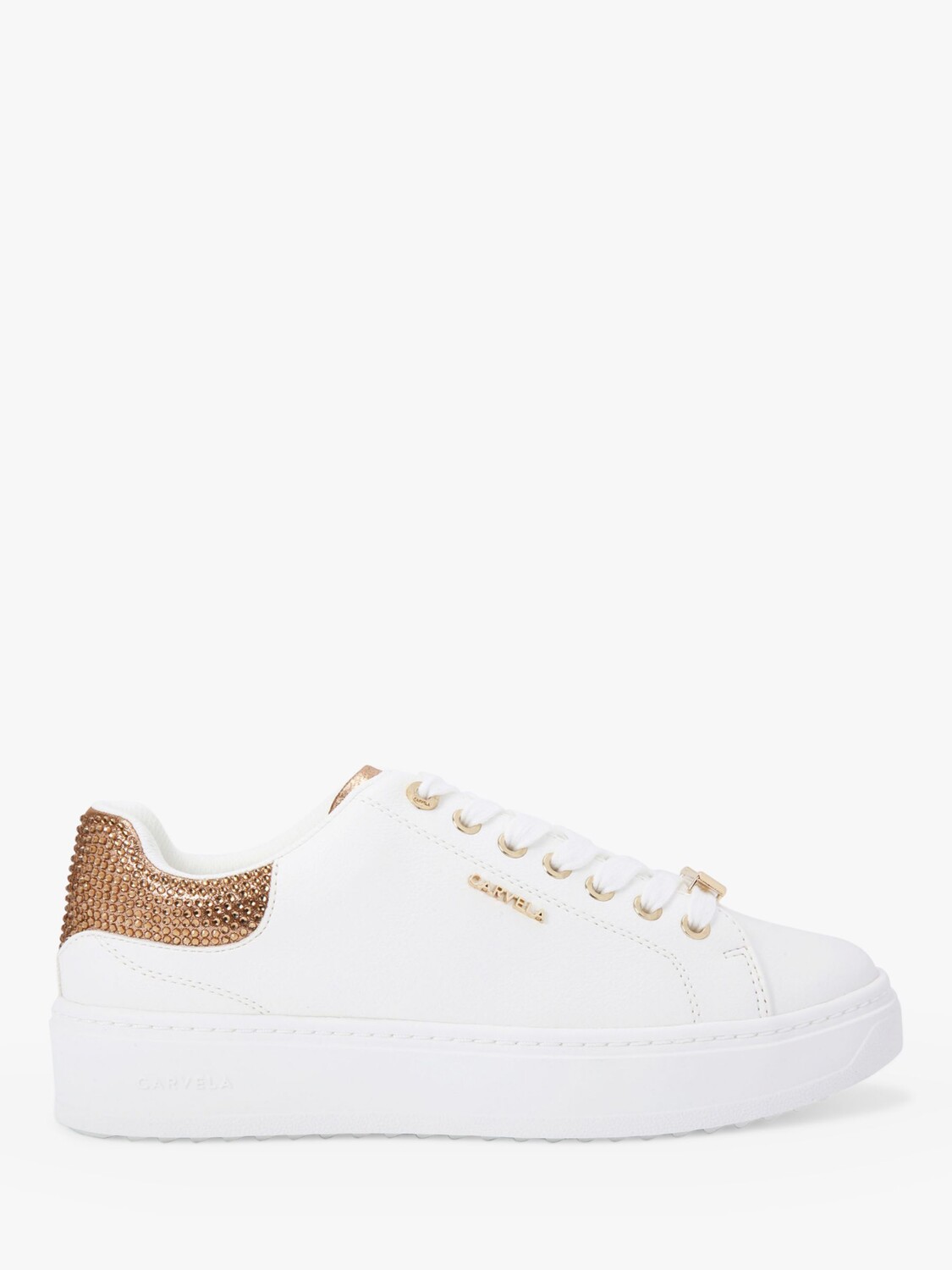 

Кроссовки на шнуровке Carvela Dream, бело-золотые заклепки, Желтый