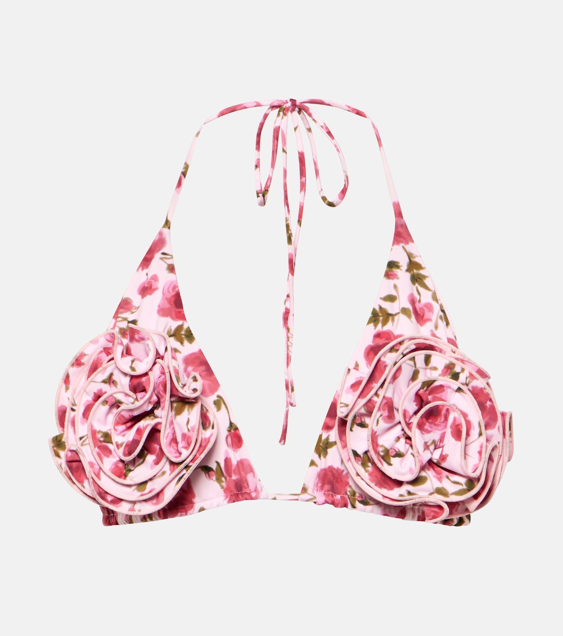 цена Треугольный лиф бикини с цветочной аппликацией Magda Butrym, розовый