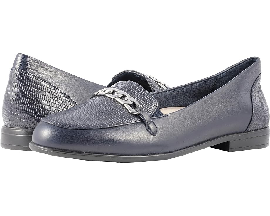 Лоферы Trotters Anastasia, цвет Navy Leather Lizard/Stamp