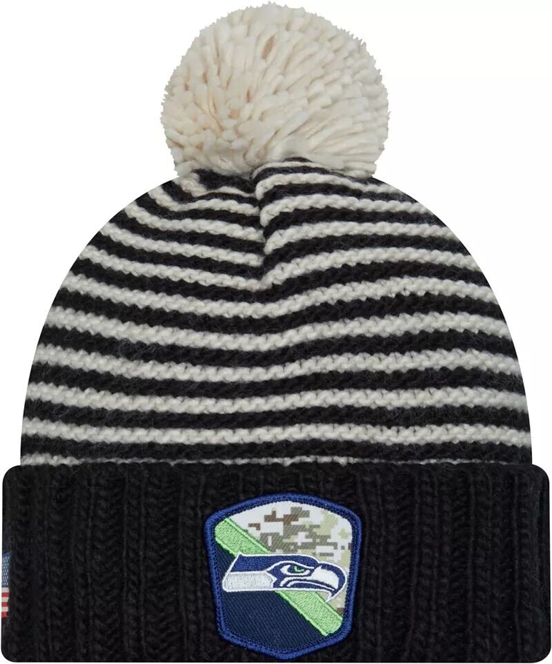 

Женская черная вязаная шапка New Era Seattle Seahawks 2023 Salute to Service