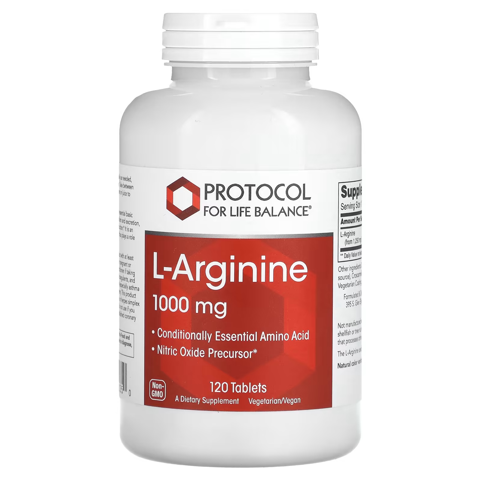 L-аргинин Protocol for Life Balance 1000 мг, 120 таблеток l аргинин kal 1000 мг 120 таблеток