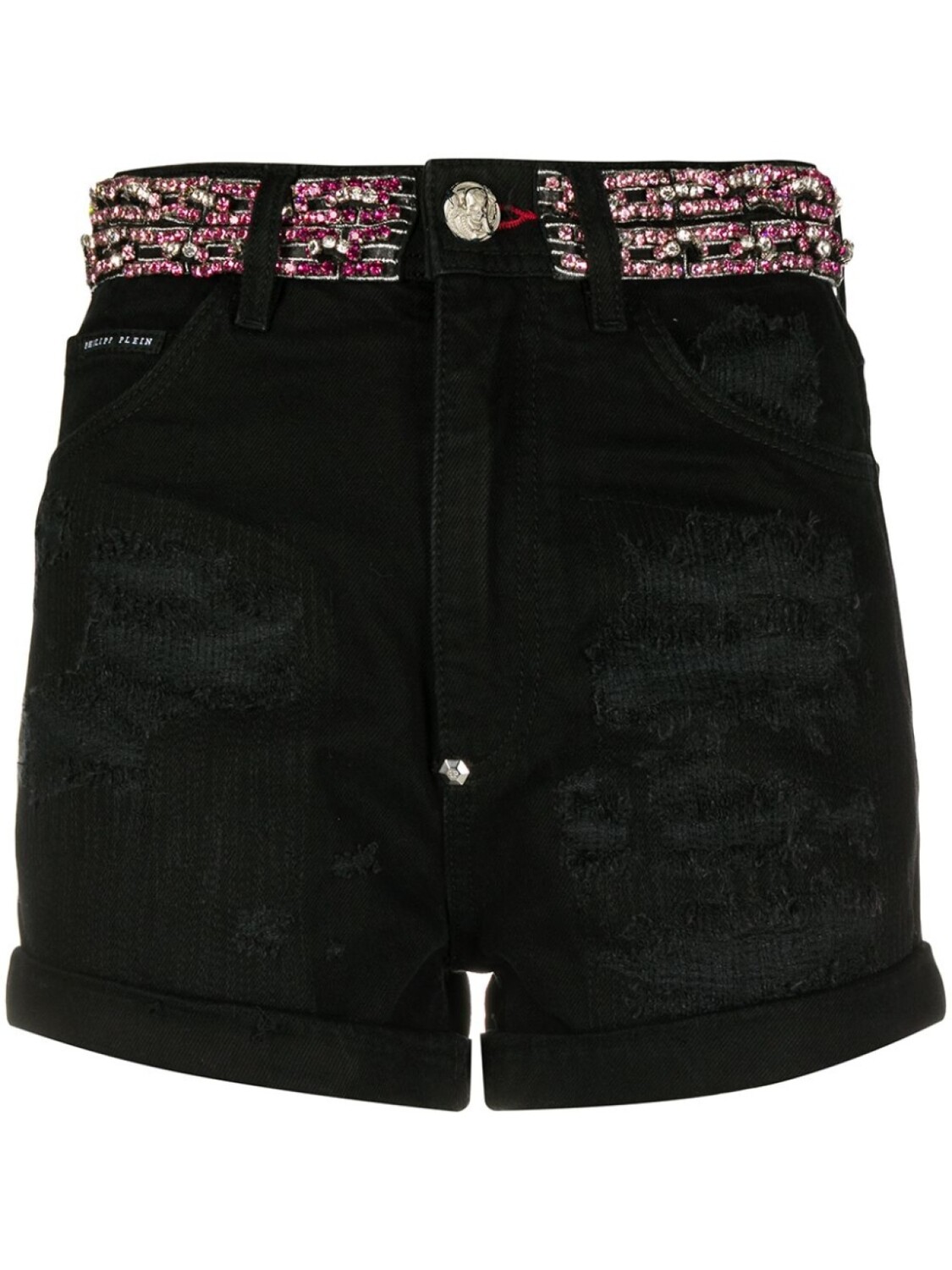 

Philipp Plein джинсовые шорты с кристаллами, черный
