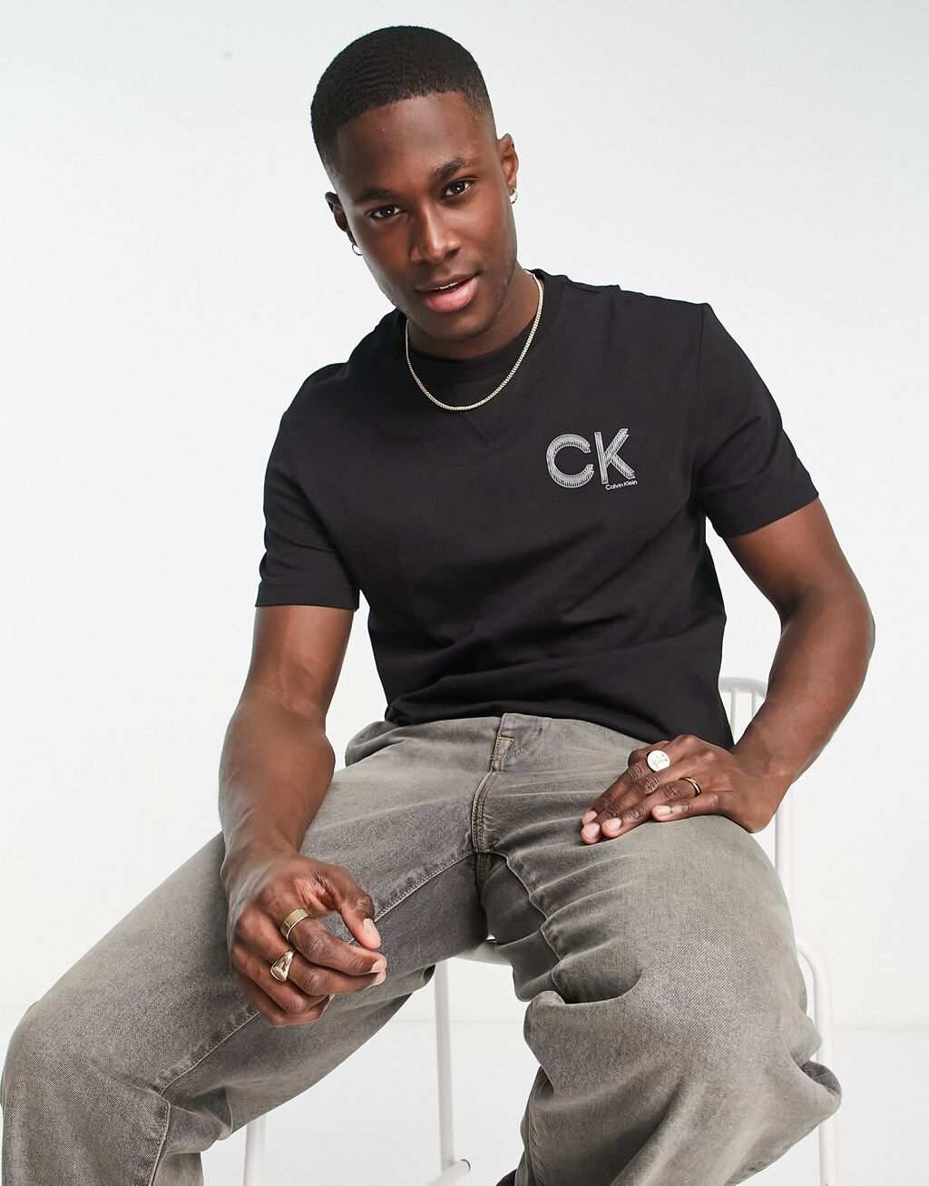 

Черная футболка с логотипом Calvin Klein, Черный