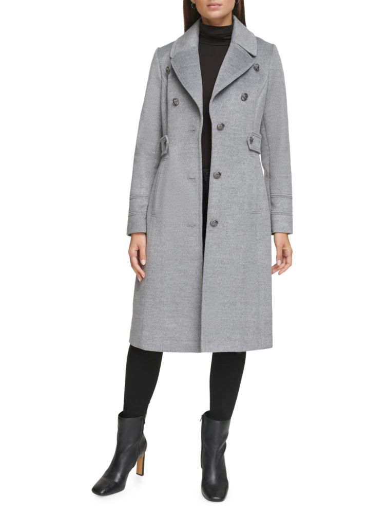 Пальто из смесовой шерсти в стиле милитари Kenneth Cole, серый пуловер в стиле тельняшки из смесовой шерсти xl черный
