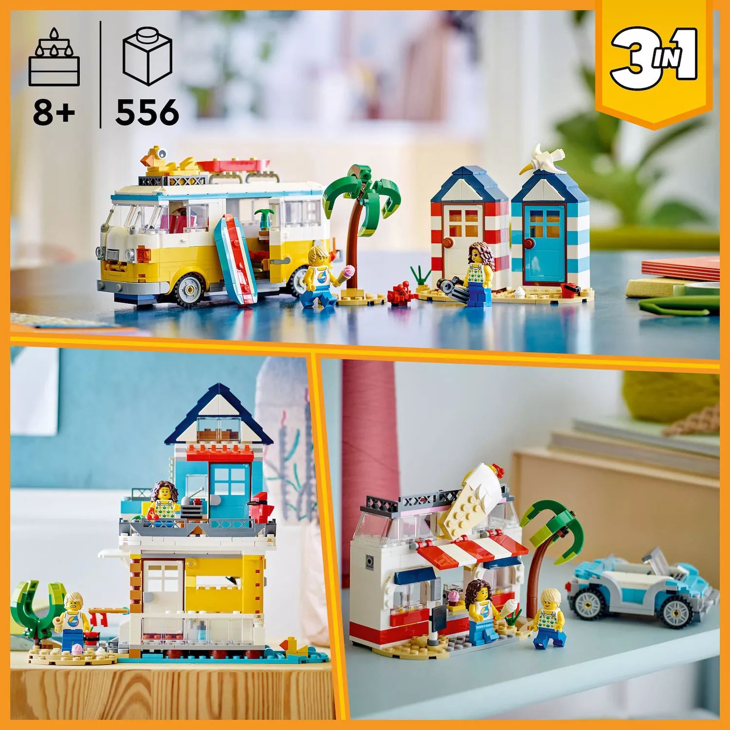 конструктор lego пляжный автобус 31138 beach camper van Lego Creator Beach Camper Van 31138 Набор строительных игрушек (556 деталей) LEGO
